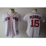 women mlb boston red sox #15 pedroia white[red number]