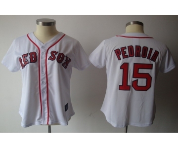 women mlb boston red sox #15 pedroia white[red number]