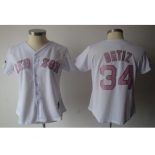 women mlb boston red sox #34 ortiz white[pink number]