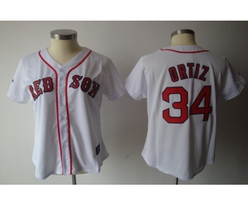 women mlb boston red sox #34 ortiz white[red number]