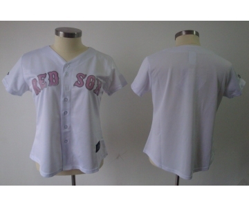 women mlb boston red sox blank white[pink number]