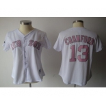 women mlb jerseys boston red sox #13 crawford white[pink number]