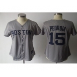 women mlb jerseys boston red sox #15 pedroia grey