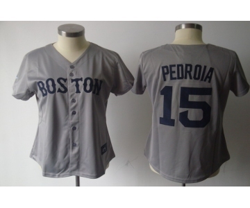 women mlb jerseys boston red sox #15 pedroia grey