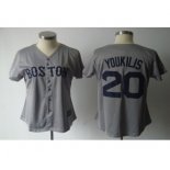 women mlb jerseys boston red sox #20 youkilis grey