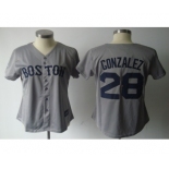 women mlb jerseys boston red sox #28 gonzalez grey