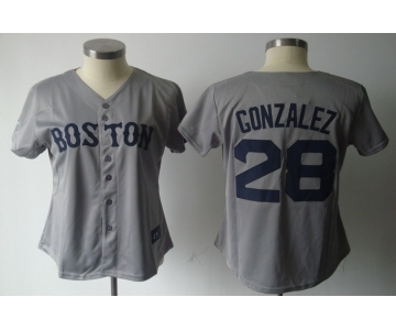 women mlb jerseys boston red sox #28 gonzalez grey