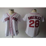 women mlb jerseys boston red sox #28 gonzalez white[red number]