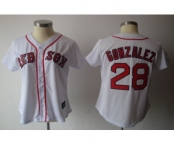 women mlb jerseys boston red sox #28 gonzalez white[red number]