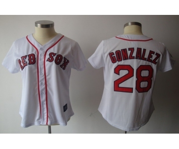 women mlb jerseys boston red sox #28 gonzalez white[red number]