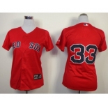 women mlb jerseys boston red sox #33 varitek red(cool base)