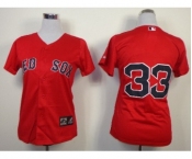 women mlb jerseys boston red sox #33 varitek red(cool base)