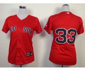 women mlb jerseys boston red sox #33 varitek red(cool base)