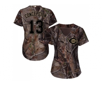 Women Cincinnati Reds #13 Dave Concepcion Camo Realtree Collection Cool Base Stitched MLB Jersey