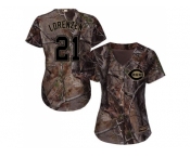 Women Cincinnati Reds #21 Michael Lorenzen Camo Realtree Collection Cool Base Stitched MLB Jersey