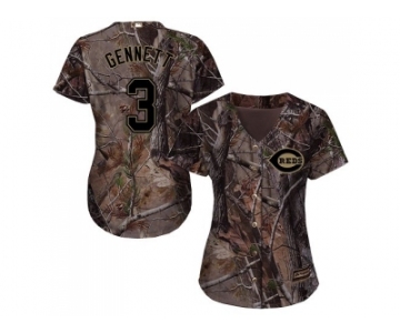 Women Cincinnati Reds #3 Scooter Gennett Camo Realtree Collection Cool Base Stitched MLB Jersey