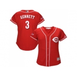 Women Cincinnati Reds #3 Scooter Gennett Red Alternate Stitched MLB Jersey