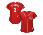 Women Cincinnati Reds #3 Scooter Gennett Red Alternate Stitched MLB Jersey