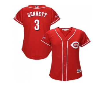 Women Cincinnati Reds #3 Scooter Gennett Red Alternate Stitched MLB Jersey