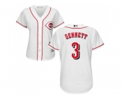 Women Cincinnati Reds #3 Scooter Gennett White Home Stitched MLB Jersey