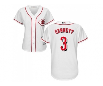 Women Cincinnati Reds #3 Scooter Gennett White Home Stitched MLB Jersey