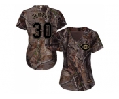 Women Cincinnati Reds #30 Ken Griffey Camo Realtree Collection Cool Base Stitched MLB Jersey