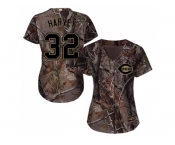 Women Cincinnati Reds #32 Matt Harvey Camo Realtree Collection Cool Base Stitched MLB Jersey