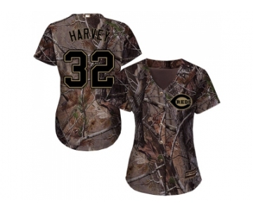 Women Cincinnati Reds #32 Matt Harvey Camo Realtree Collection Cool Base Stitched MLB Jersey