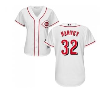 Women Cincinnati Reds #32 Matt Harvey White Home Stitched MLB Jersey