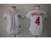 Women Cincinnati Reds #4 Phillips white Jerseys