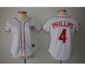 Women Cincinnati Reds #4 Phillips white Jerseys