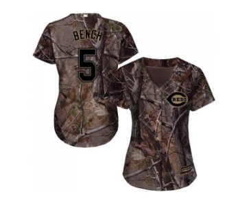 Women Cincinnati Reds #5 Johnny Bench Camo Realtree Collection Cool Base Stitched MLB Jersey