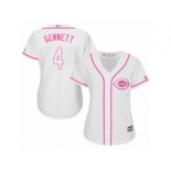 Women Majestic Cincinnati Reds #4 Scooter Gennett Authentic White Fashion Cool Base MLB Jersey