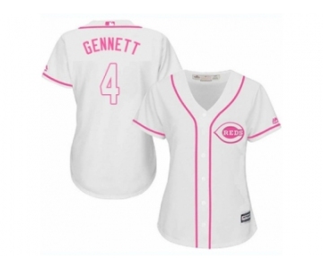 Women Majestic Cincinnati Reds #4 Scooter Gennett Authentic White Fashion Cool Base MLB Jersey