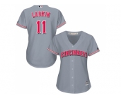 Women's Cincinnati Reds #11 Barry Larkin Grey Road Stitched MLB Jersey