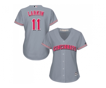 Women's Cincinnati Reds #11 Barry Larkin Grey Road Stitched MLB Jersey