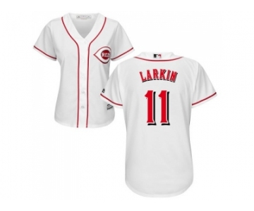 Women's Cincinnati Reds #11 Barry Larkin White Home Stitched MLB Jersey