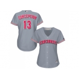 Women's Cincinnati Reds #13 Dave Concepcion Grey Road Stitched MLB Jersey