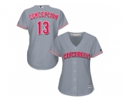 Women's Cincinnati Reds #13 Dave Concepcion Grey Road Stitched MLB Jersey