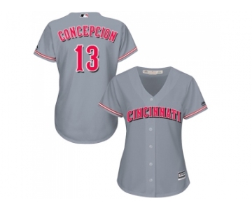 Women's Cincinnati Reds #13 Dave Concepcion Grey Road Stitched MLB Jersey