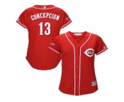 Women's Cincinnati Reds #13 Dave Concepcion Red Alternate Stitched MLB Jersey