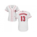 Women's Cincinnati Reds #13 Dave Concepcion White Home Stitched MLB Jersey