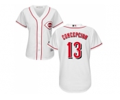 Women's Cincinnati Reds #13 Dave Concepcion White Home Stitched MLB Jersey