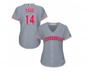 Women's Cincinnati Reds #14 Pete Rose Grey Road Stitched MLB Jersey