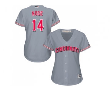 Women's Cincinnati Reds #14 Pete Rose Grey Road Stitched MLB Jersey