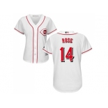 Women's Cincinnati Reds #14 Pete Rose White Home Stitched MLB Jersey