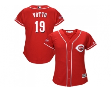 Women's Cincinnati Reds #19 Joey Votto Red Alternate Stitched MLB Jersey