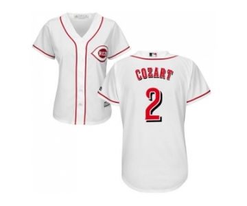 Women's Cincinnati Reds #2 Zack Cozart White Home Stitched MLB Jersey