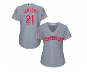 Women's Cincinnati Reds #21 Reggie Sanders Grey Road Stitched MLB Jersey