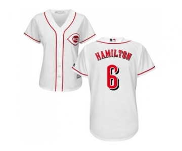 Women's Cincinnati Reds #6 Billy Hamilton White Home Stitched MLB Jersey